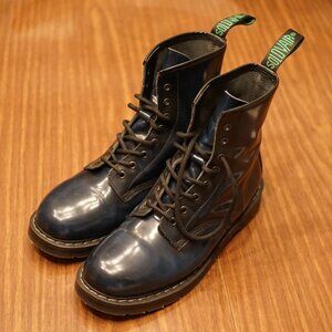 Solovair 8 Eye Derby Boot Navy Rub-Off Sz US 10.5